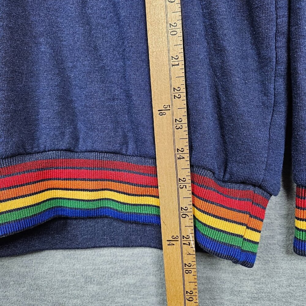 AVIATOR NATION Unisex Adult Rainbow Rib Pullover Navy Sweatshirt Sz M - Picture 4 of 7
